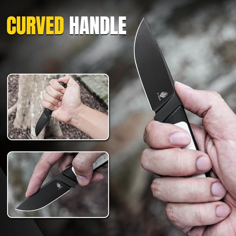 KIZER Smolt Fixed Blade Knife with Sheath, 2.98” 3V Steel Blade Fixed blade Knives with G10 Handle, Drop Point Small EDC for Men Women Camping Hunting Pocket Knife 1063A3 - Image 5